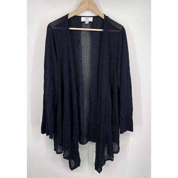 Magaschoni Blue Open Front Cardigan Sweater Mesh Knit Size 2X - Picture 1 of 5